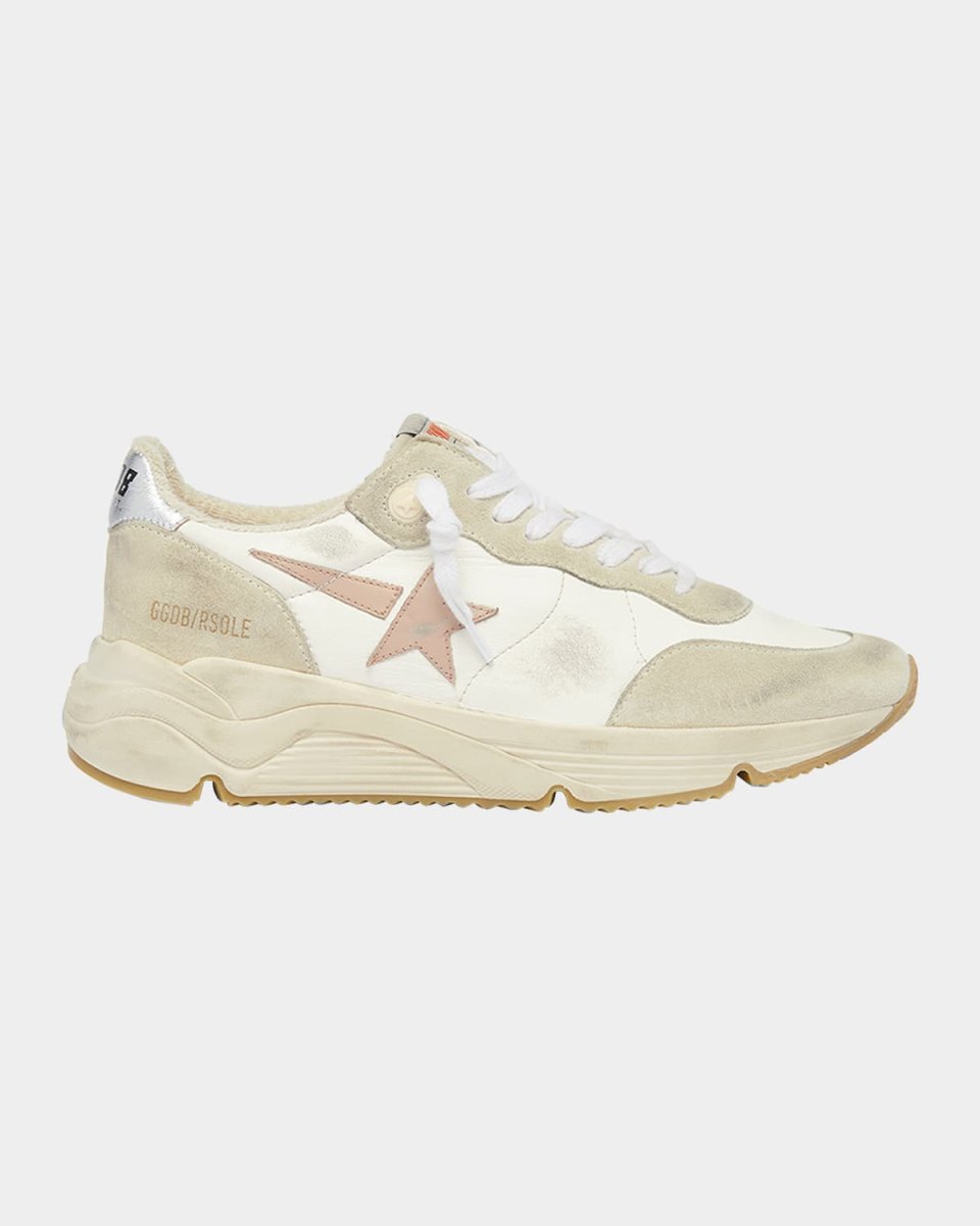 Running Sole Mixed Leather Sneakers